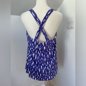 J. Crew Purple and White Printed Crisscross Back Tank